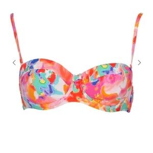 SEAFOLLY Avant Garden Bustier Bikini Top in Coral Water Color